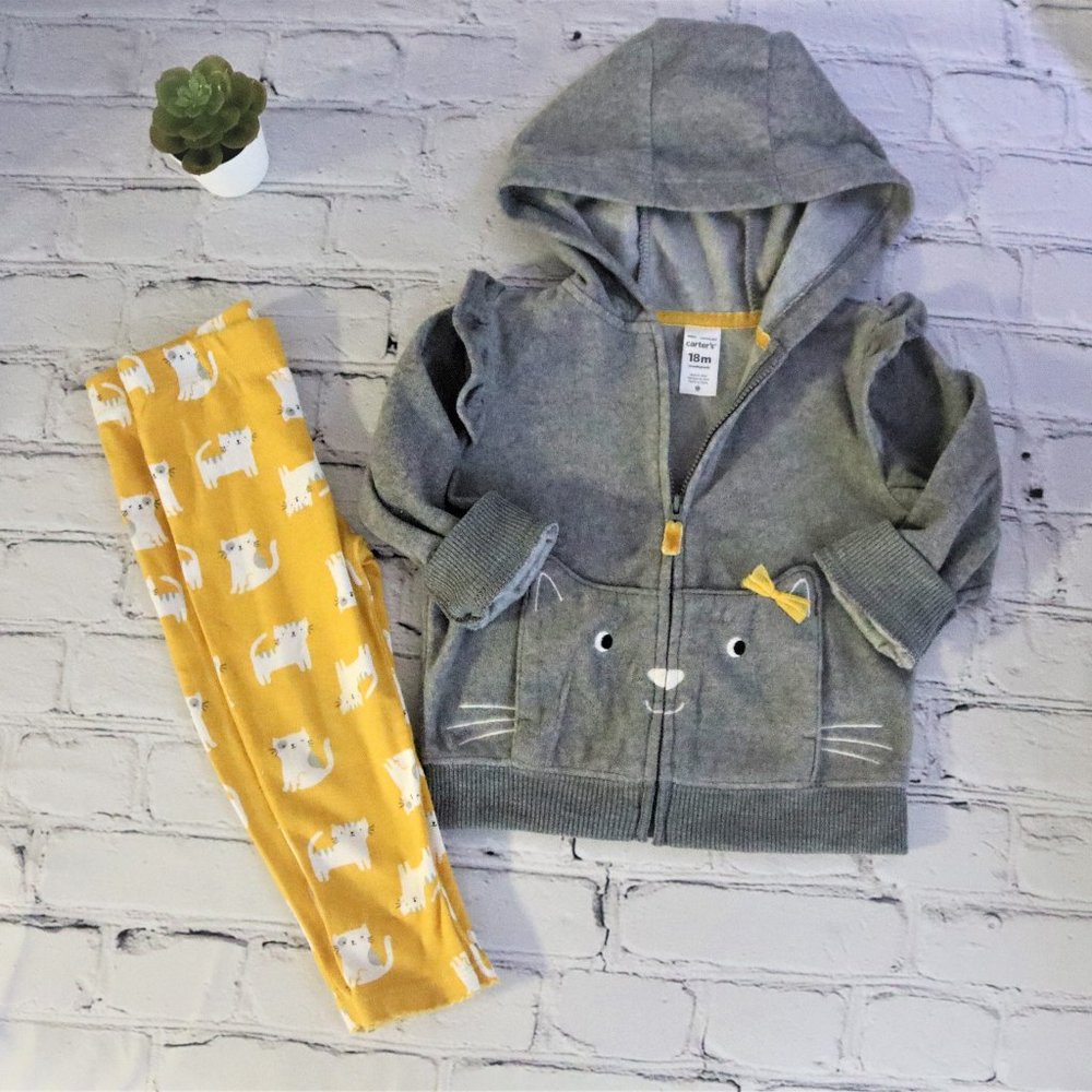 Baby Girl Cat Zip Up Hoodie Set